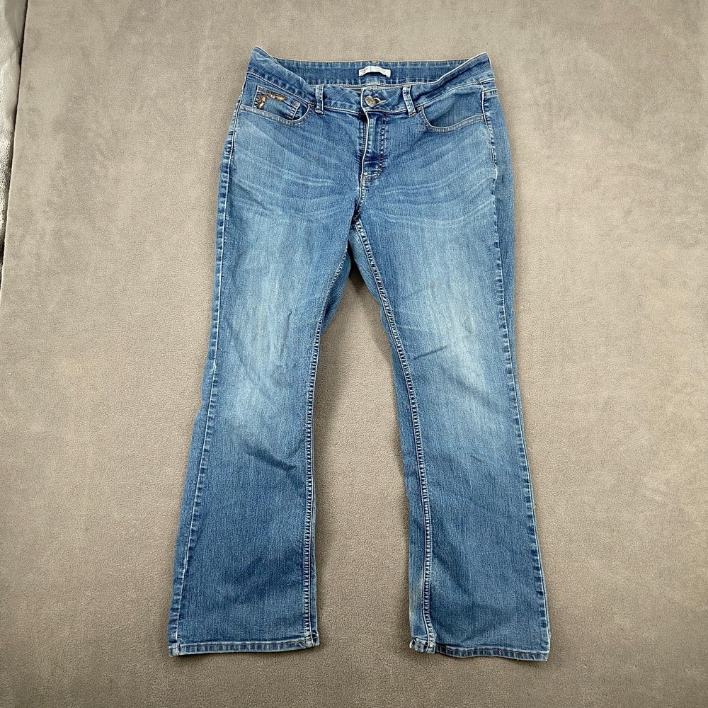 Riders by Lee Bootcut Jeans Womens 32 Blue Denim Mid Rise Whiskers Detail Casual